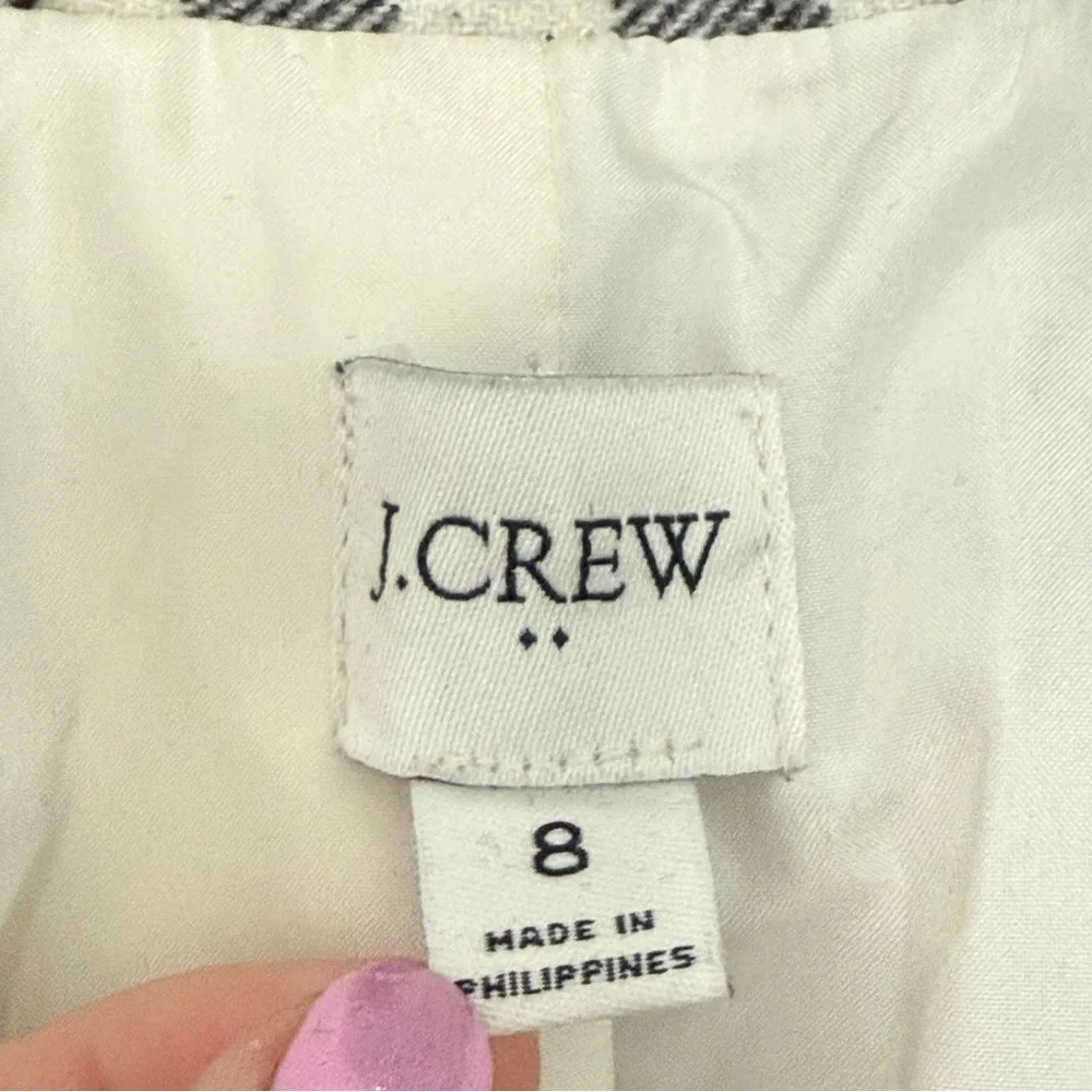 J.‎ Crew Black Ivory Buffalo Check Wool One Button Blazer - 8